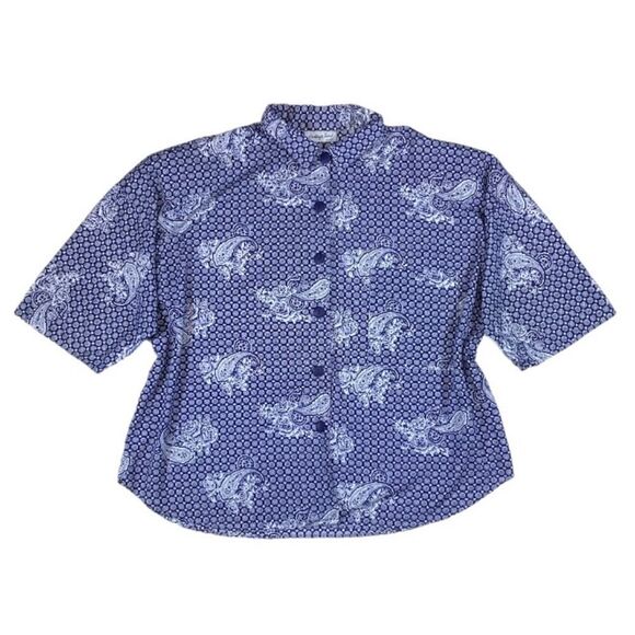 Kathryn Traci Blue/White Button-Down Top | Size XL - Picture 1 of 3
